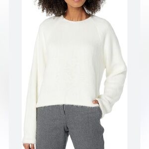 Theory ivory hairy pullover sweater medium